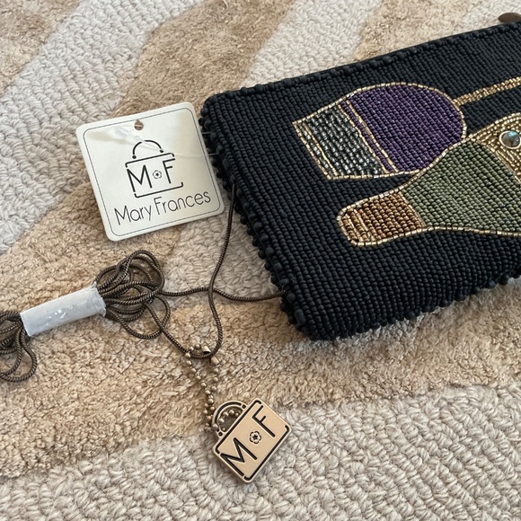 Mary Frances beaded bag with chain, BRAND NEW, Wine glass, bottle, purse clutch - Picture 2 of 12